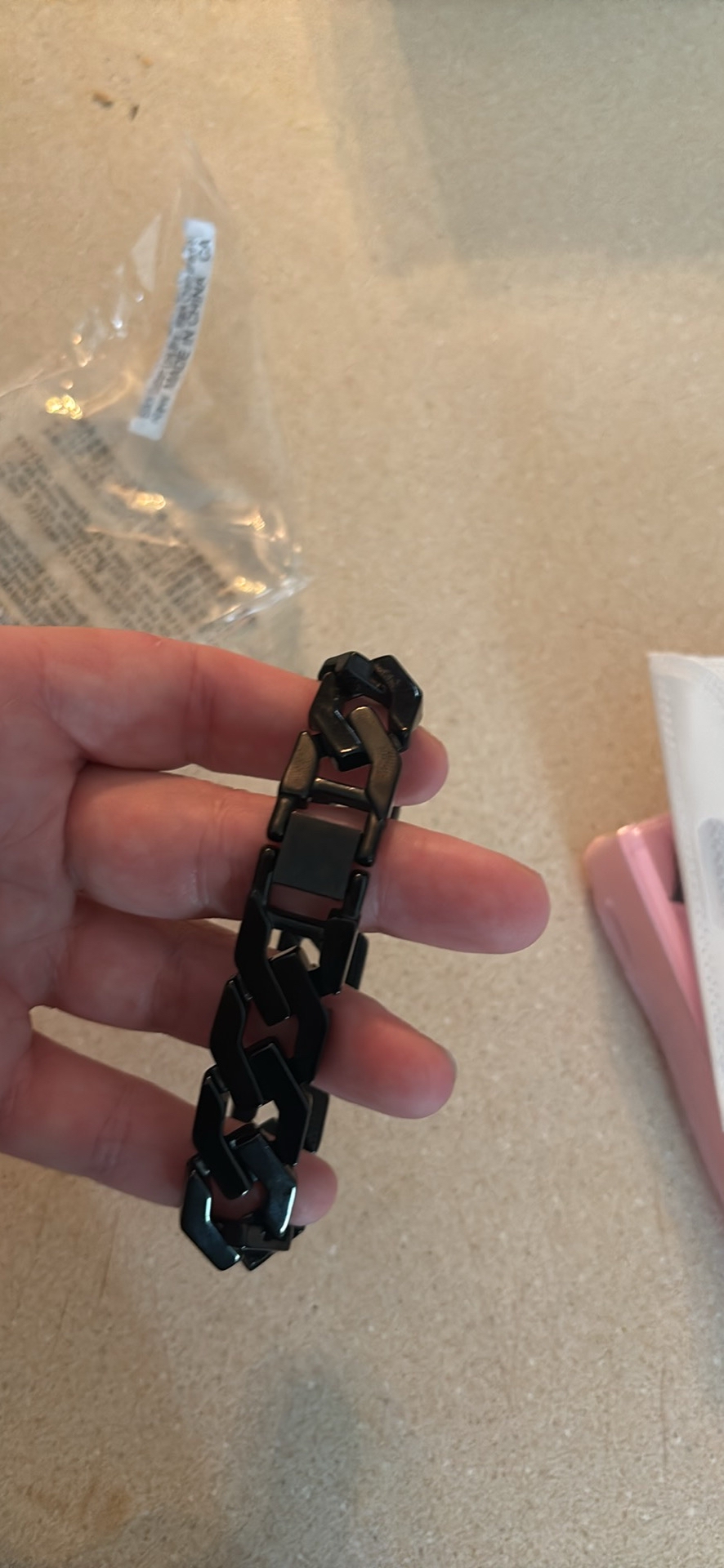 Black Cuban linked chain stainless steel bracelet - photo 2