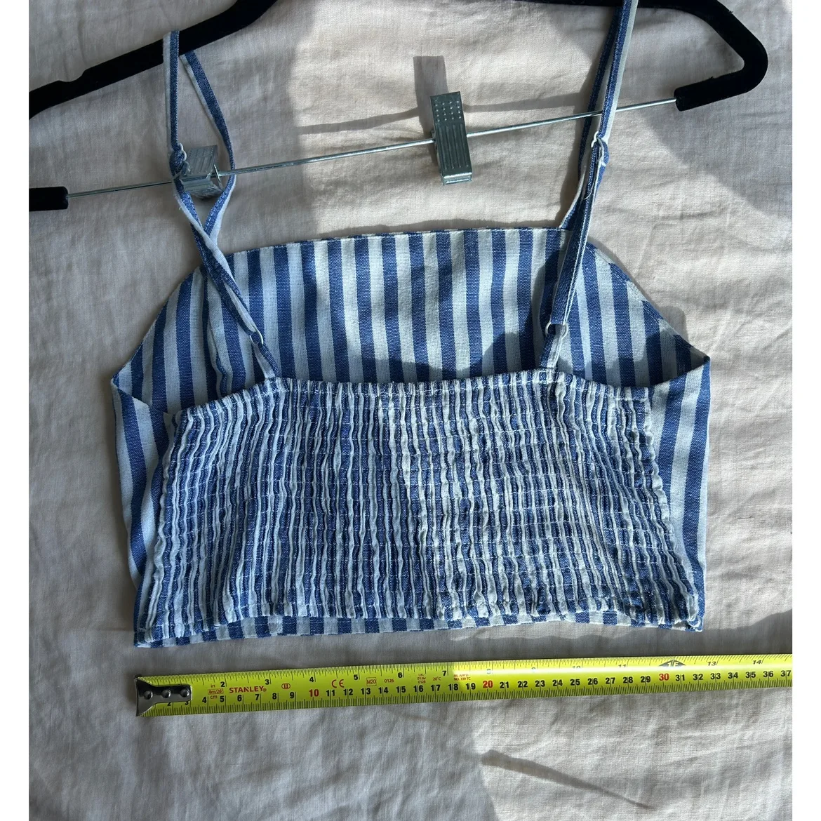 Blue and White Striped Crop Top and Skirt Set size SMALL image indicator(5)