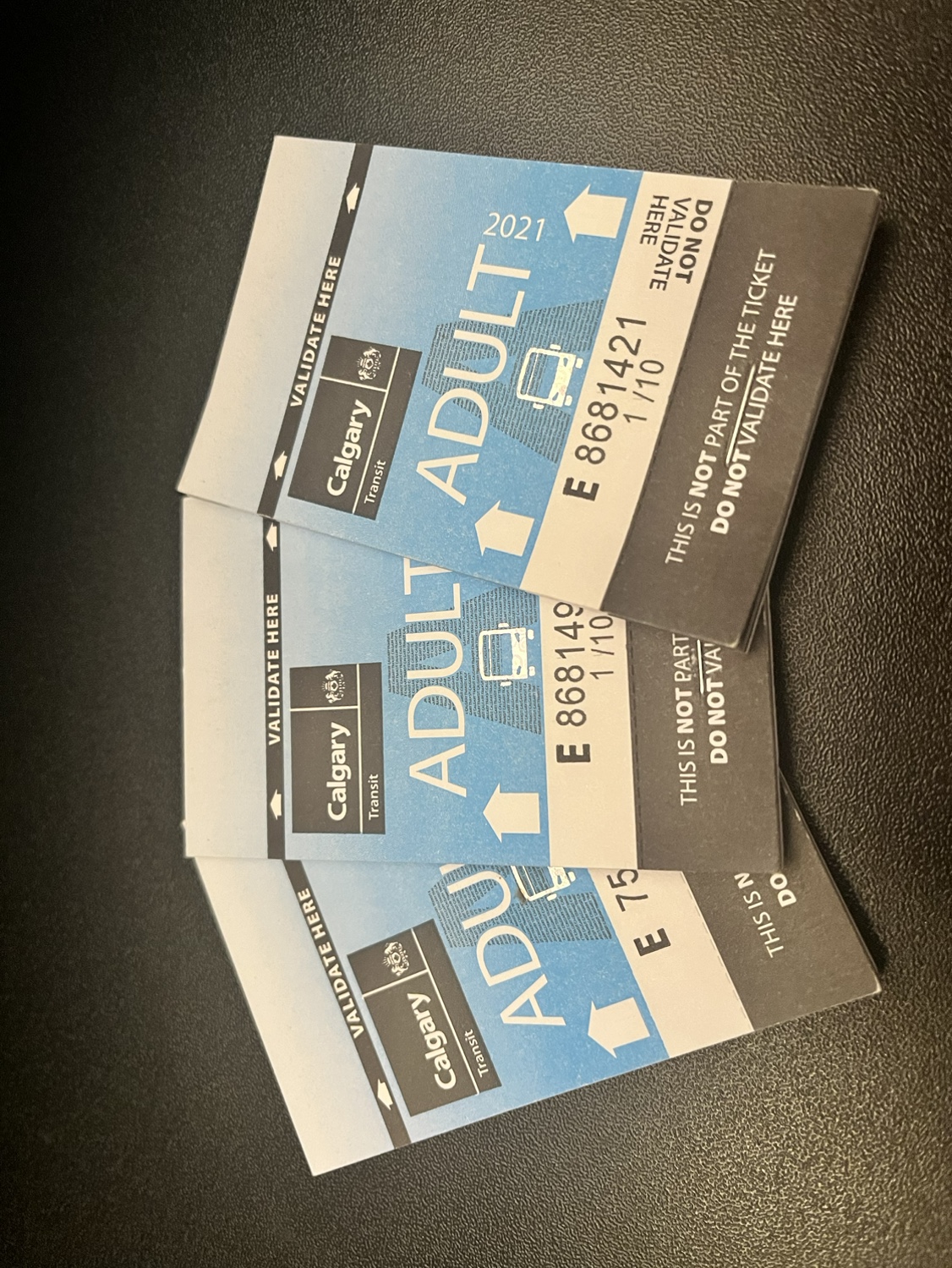 Calgary transit ticket adult 3 x10 book