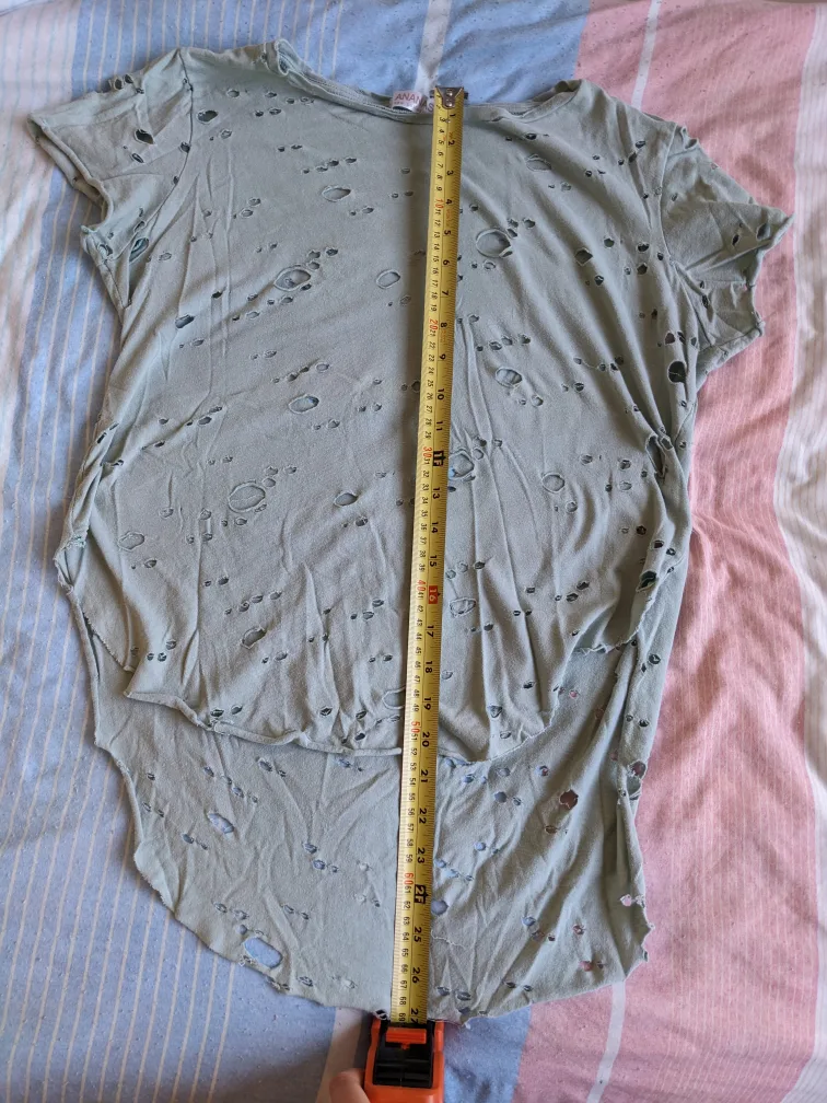 High Low T-shirt with Holes Design - Green image indicator(5)