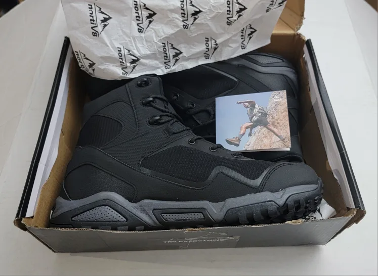 NORTIV 8 Men's Wide Waterproof Hiking Boots Mid Trekking US12 image indicator(7)