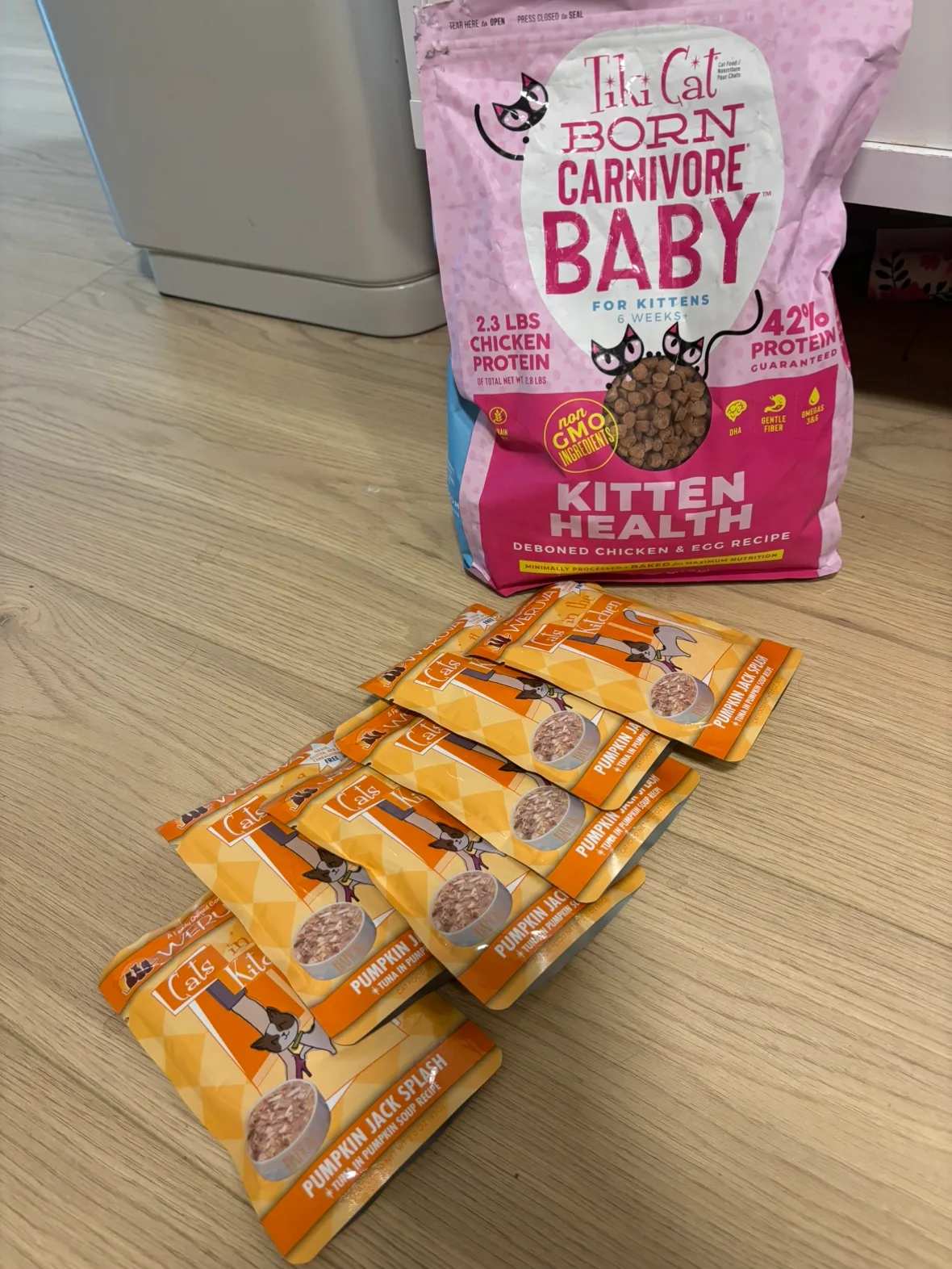 Tiki Cat Born Carnivore Baby Cat Food and WERUVA pumpkin tuna thumbnail