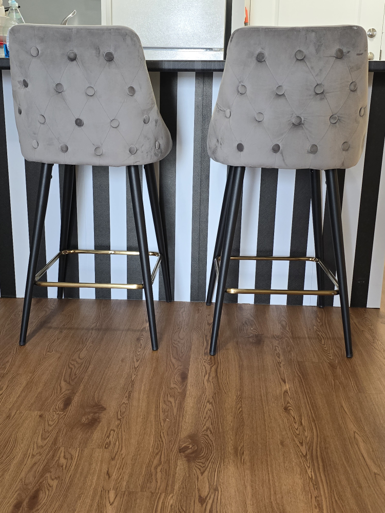 Grey Velvet Bar Stools (Set of 2) #freeCycle