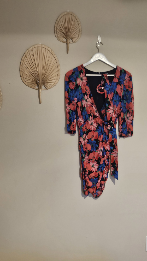 BERSHKA Floral Dress with Belt