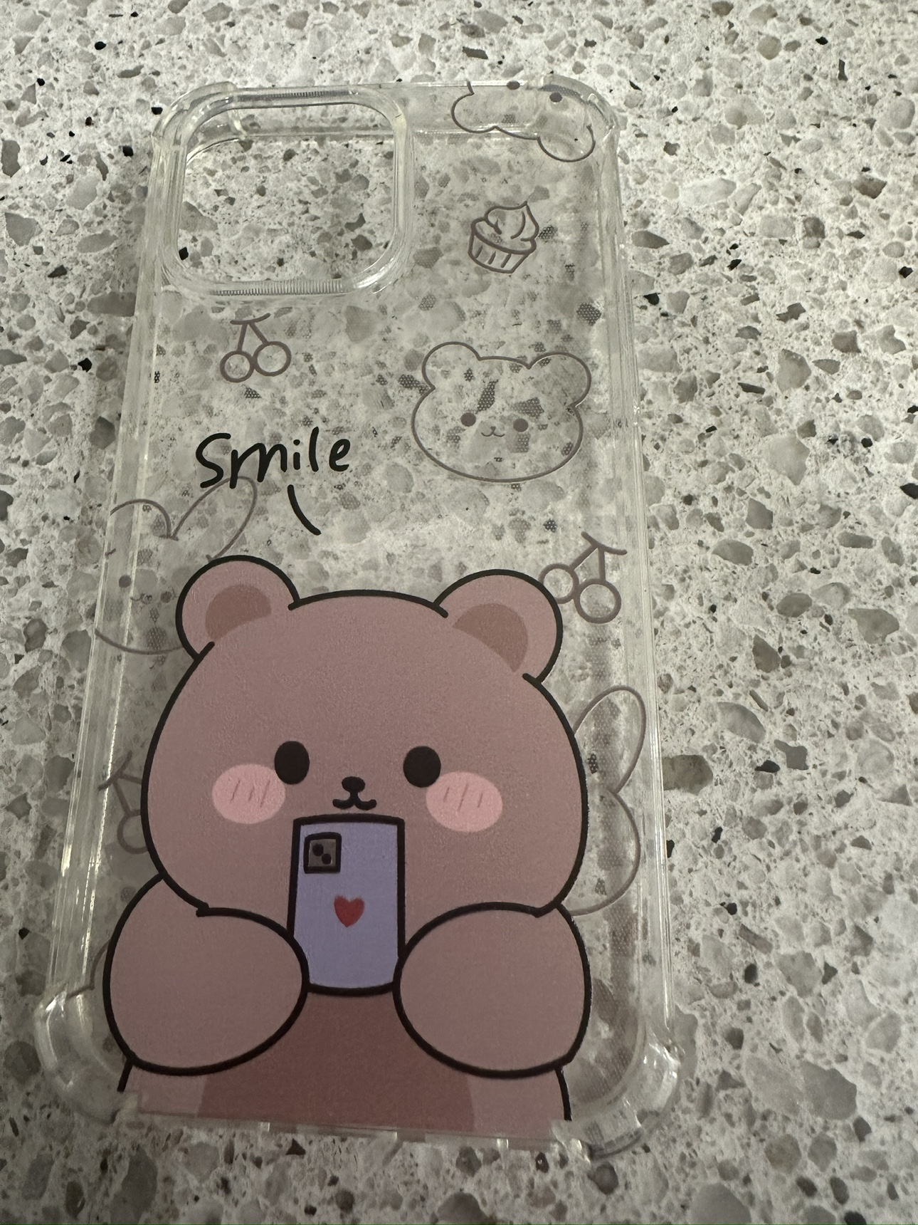 Clear Phone Case with Bear Design I iPhone 14 pro max