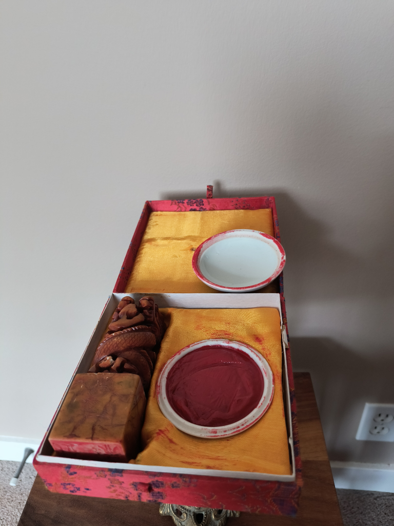 Chinese Dragon Seal and Inkwell Set