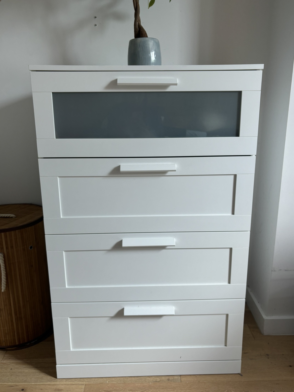 White Dresser with Glass Top Drawer - photo 2