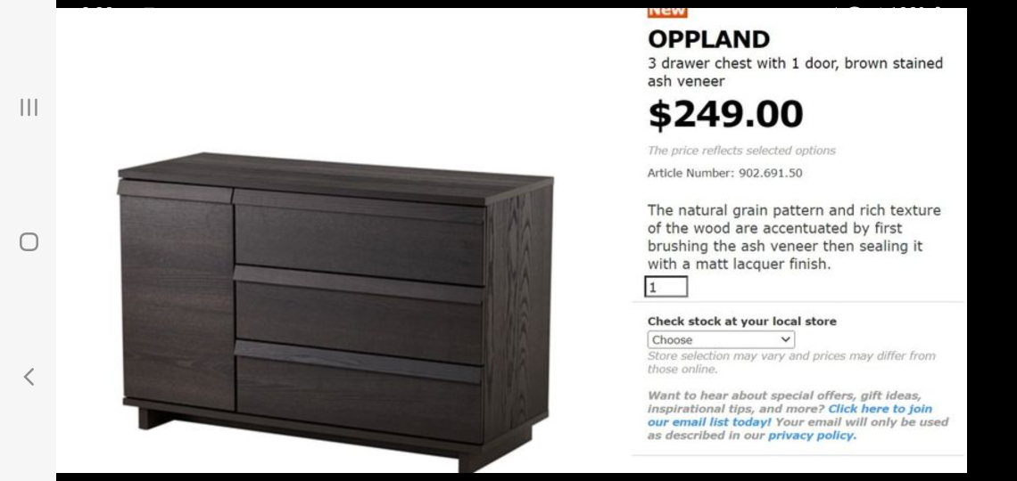 IKEA OPPLAND 3-drawer Chest brown stained ash veener - photo 2