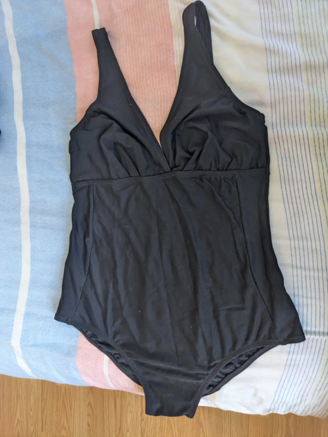 Black V-Neck Low Back One Piece Bathing Suit image indicator(5)