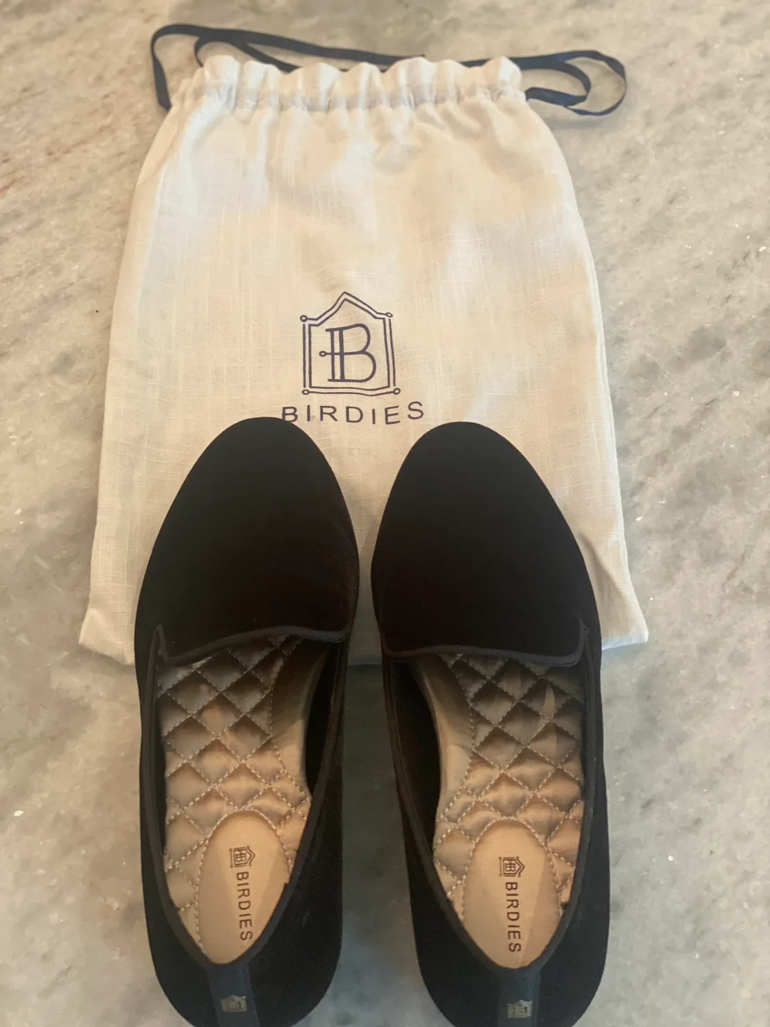 Birdies Black Velvet Slippers