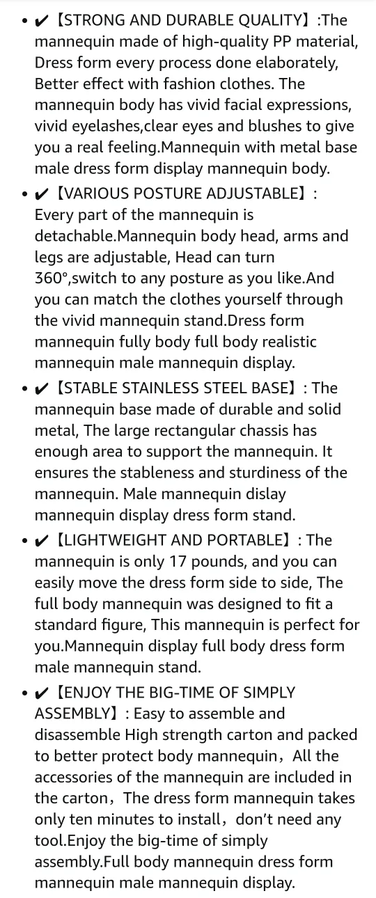 Mannequin 69" - COMES W/ FREE WIG image indicator(5)