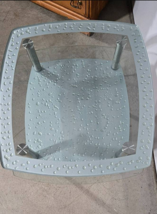 Rain Tempered Glass End Table