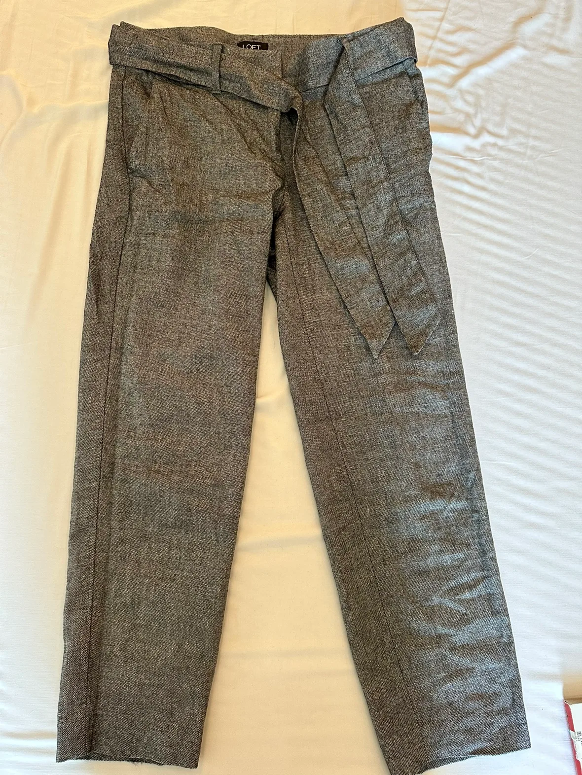 LOFT Grey Belted Pants image indicator(2)