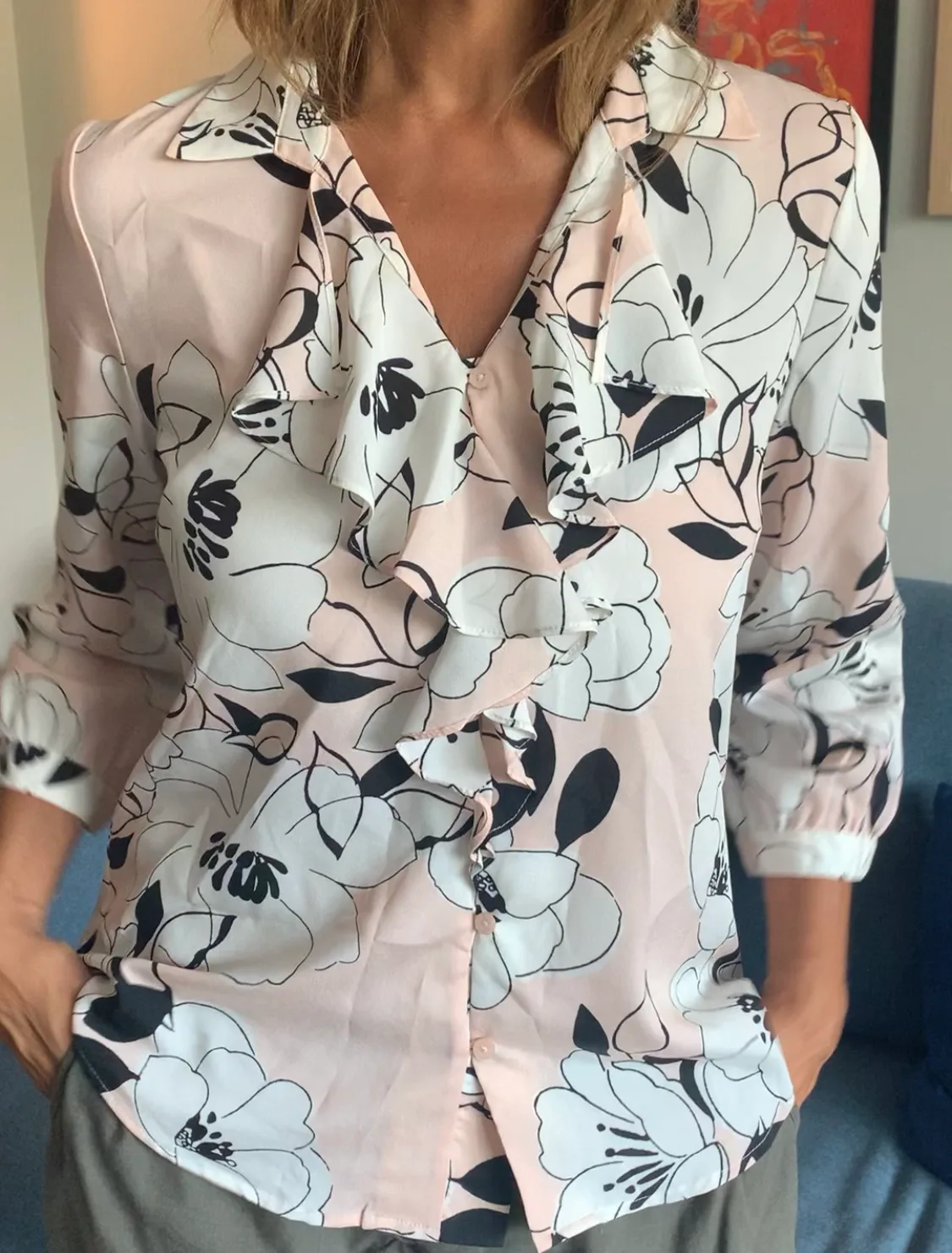 Karl Lagerfeld Pink Floral Blouse thumbnail