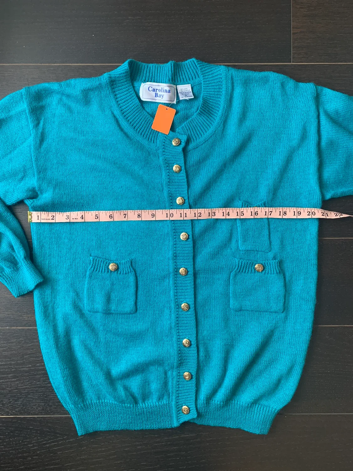 Vintage 80s/90s Teal Cardigan with Pockets image indicator(2)