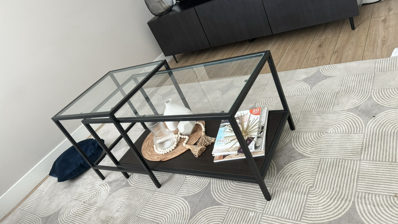 Glass Coffee Table with Shelf