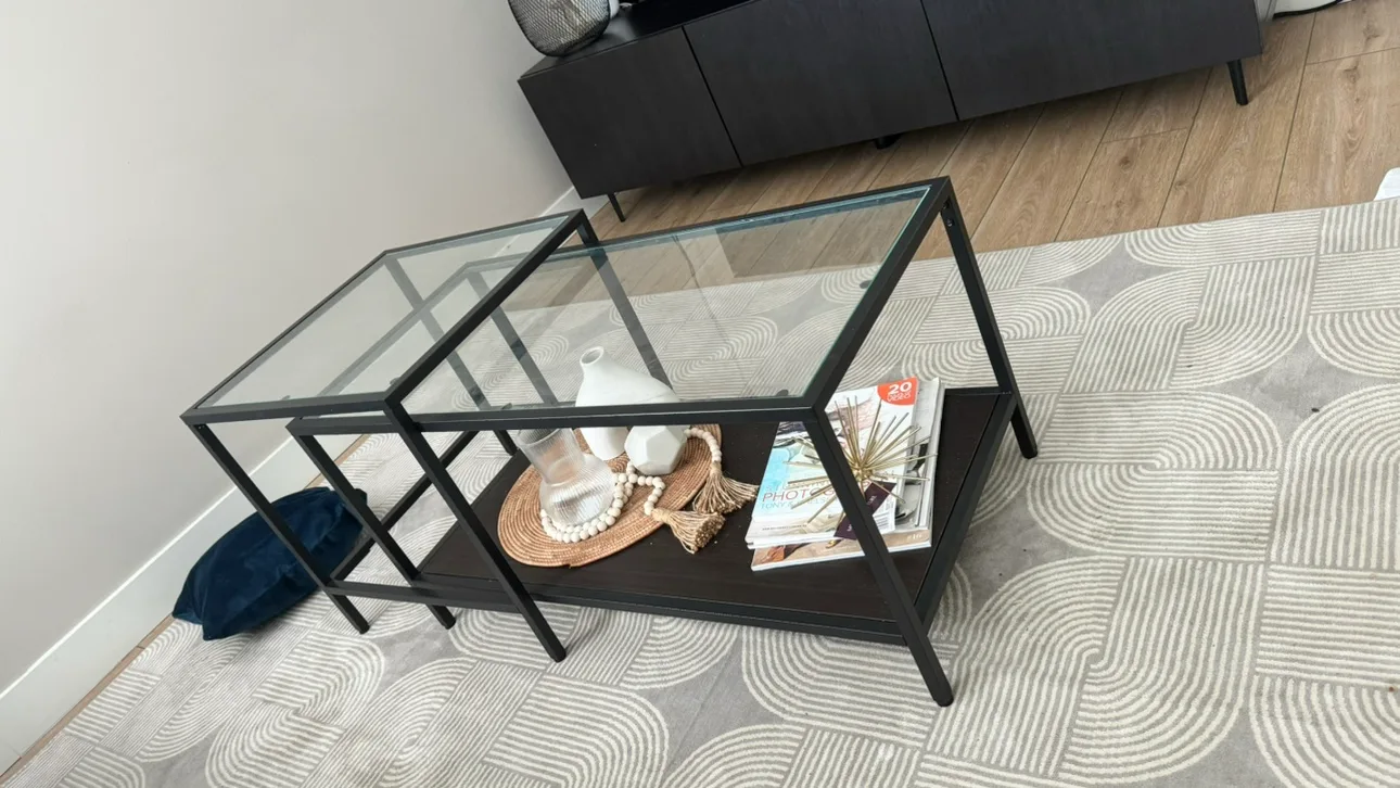 Glass Coffee Table with Shelf thumbnail