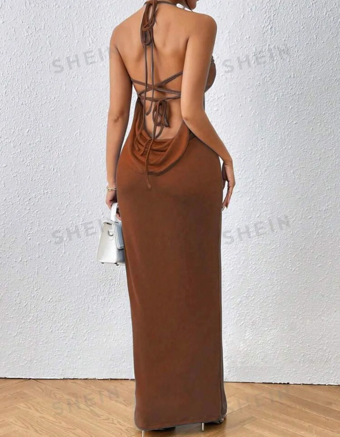 SHEIN Brown Open Back Maxi Dress image indicator(4)
