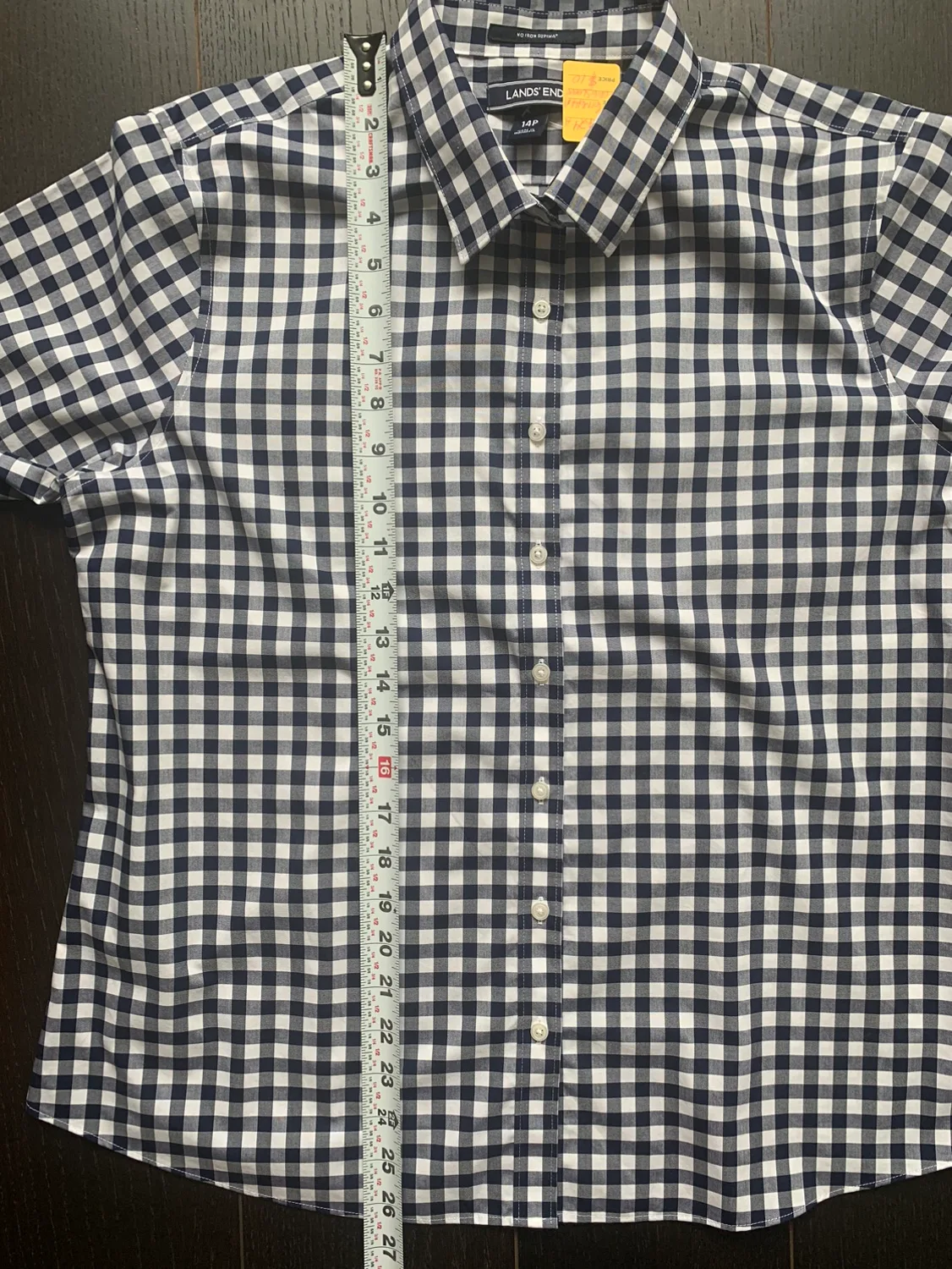 Lands' End Women's Long Sleeve Gingham Shirt- Blue & White image indicator(4)