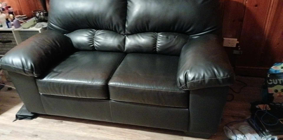 Black Leather Living room set with set of tables