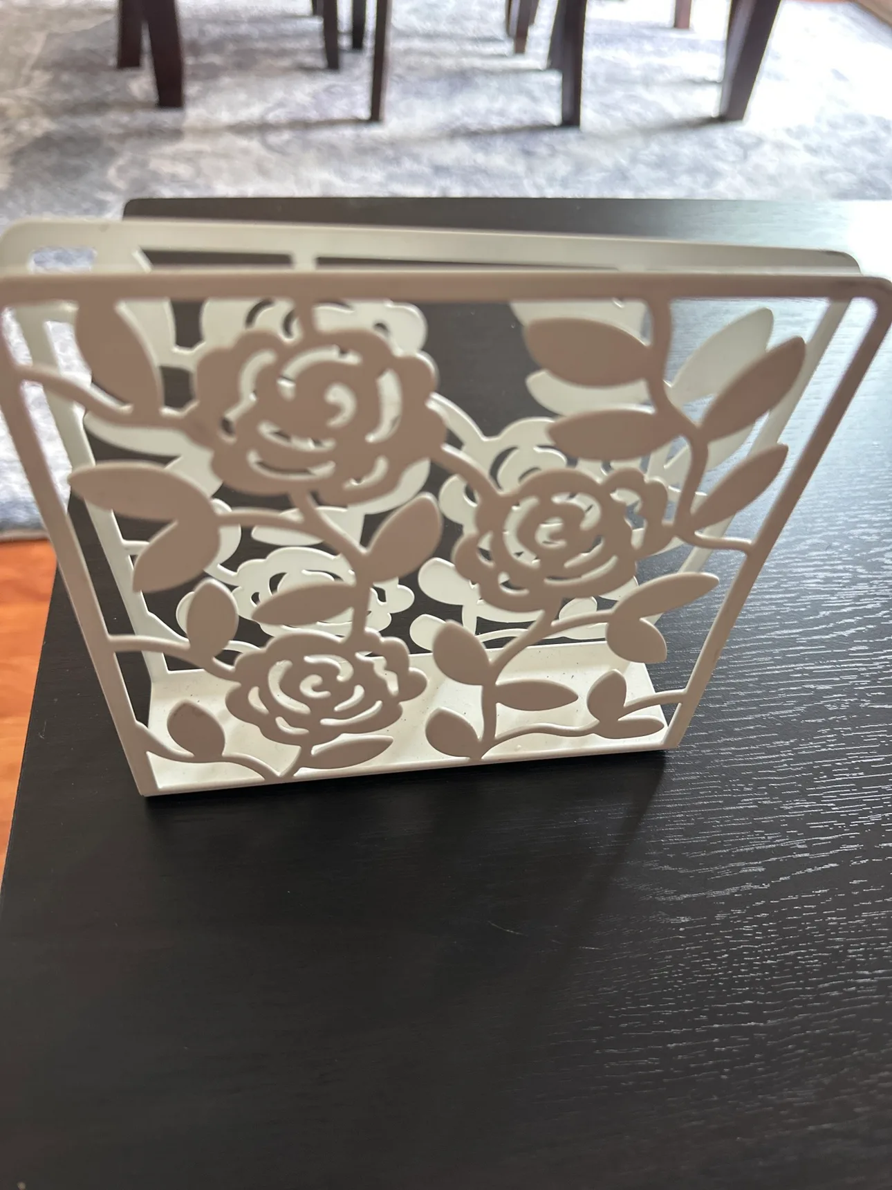 White Floral Napkin Holder thumbnail