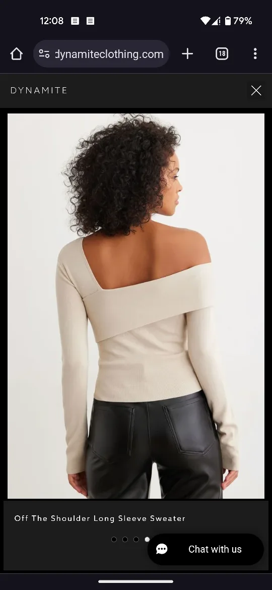 Cream Off the Shoulder Ribbed Long Sleeve Sweater image indicator(2)