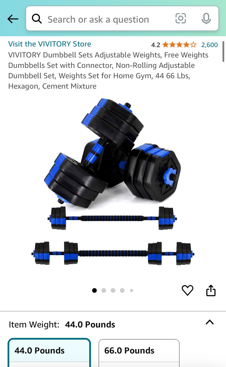 Adjustable Dumbbell Set 44lbs