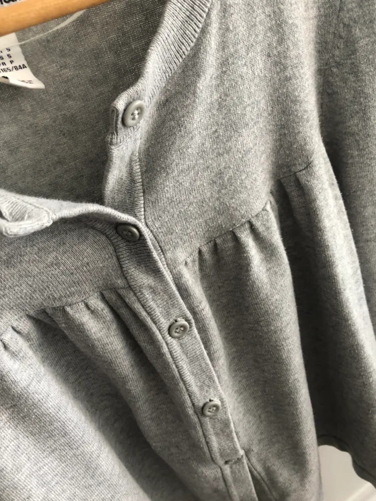 S- Light Grey Round Neck Button Cardigan image indicator(5)