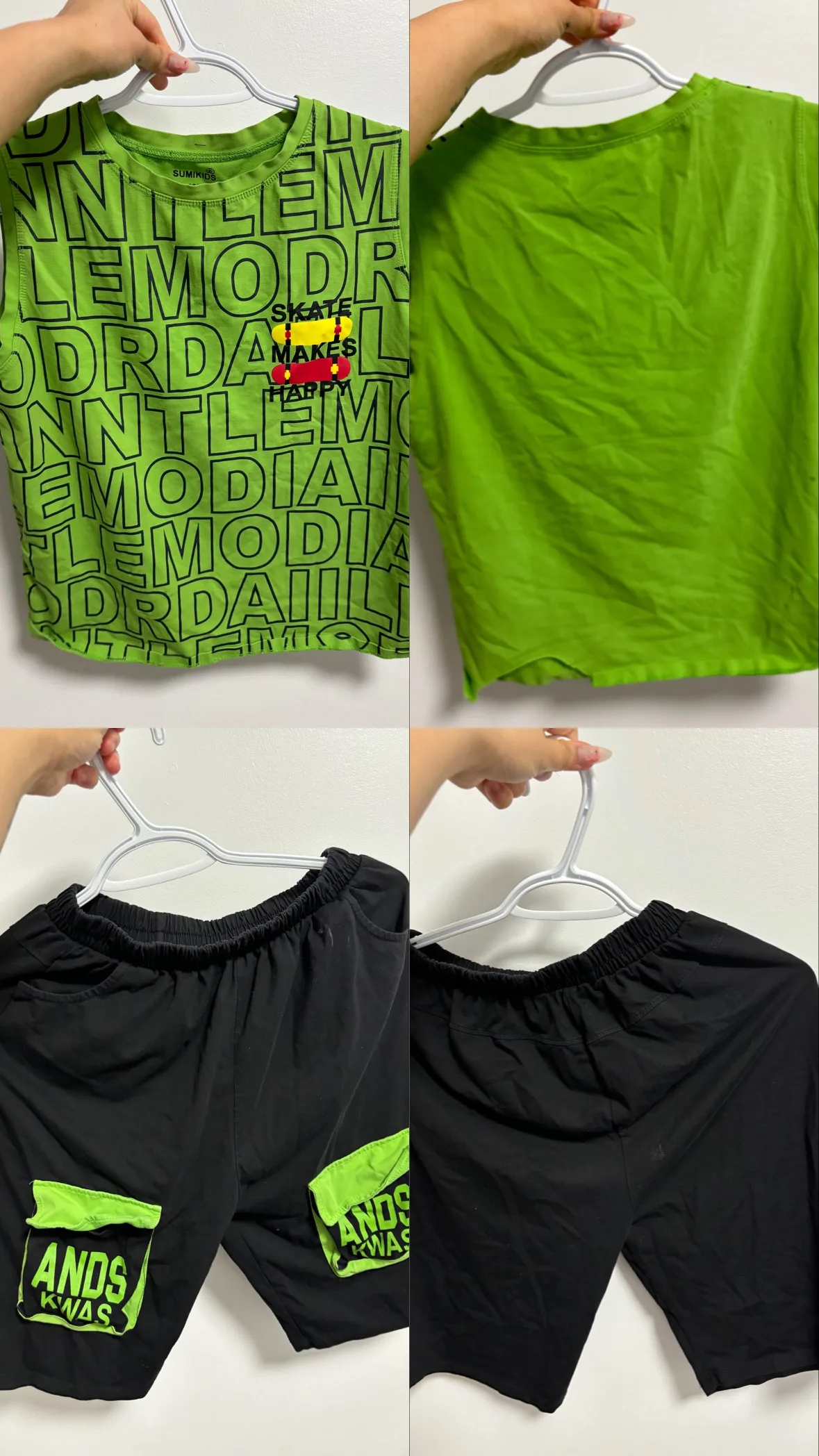 Green and Black Shorts Set - Size S - #freecycle thumbnail