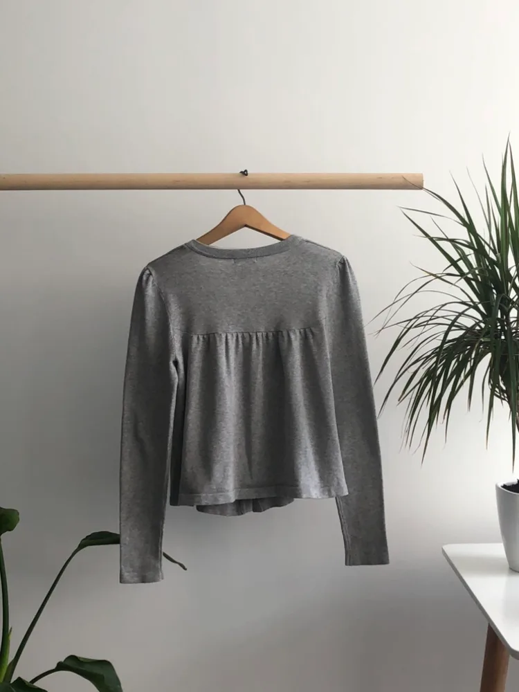 S- Light Grey Round Neck Button Cardigan image indicator(4)