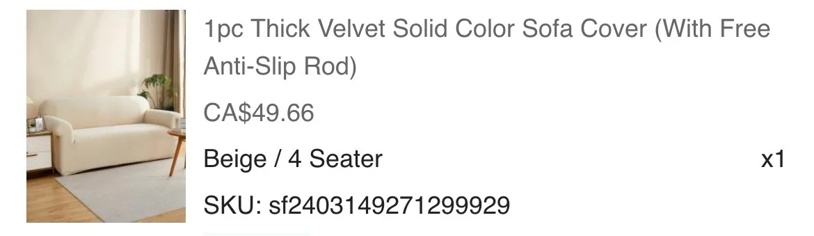 Beige Velvet Sofa Cover image indicator(3)