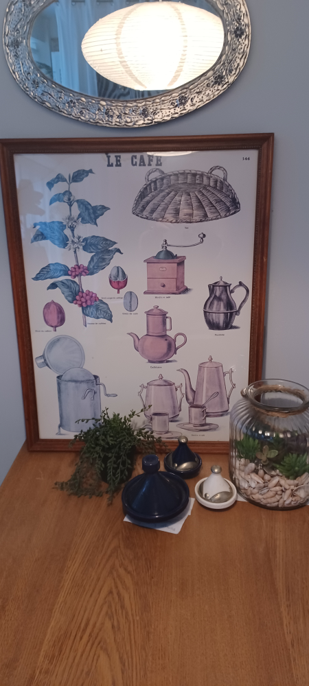 Vintage print framed LE CAFE