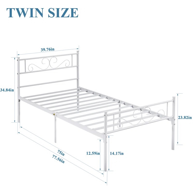 Twin metal bed frame + mattress - photo 4