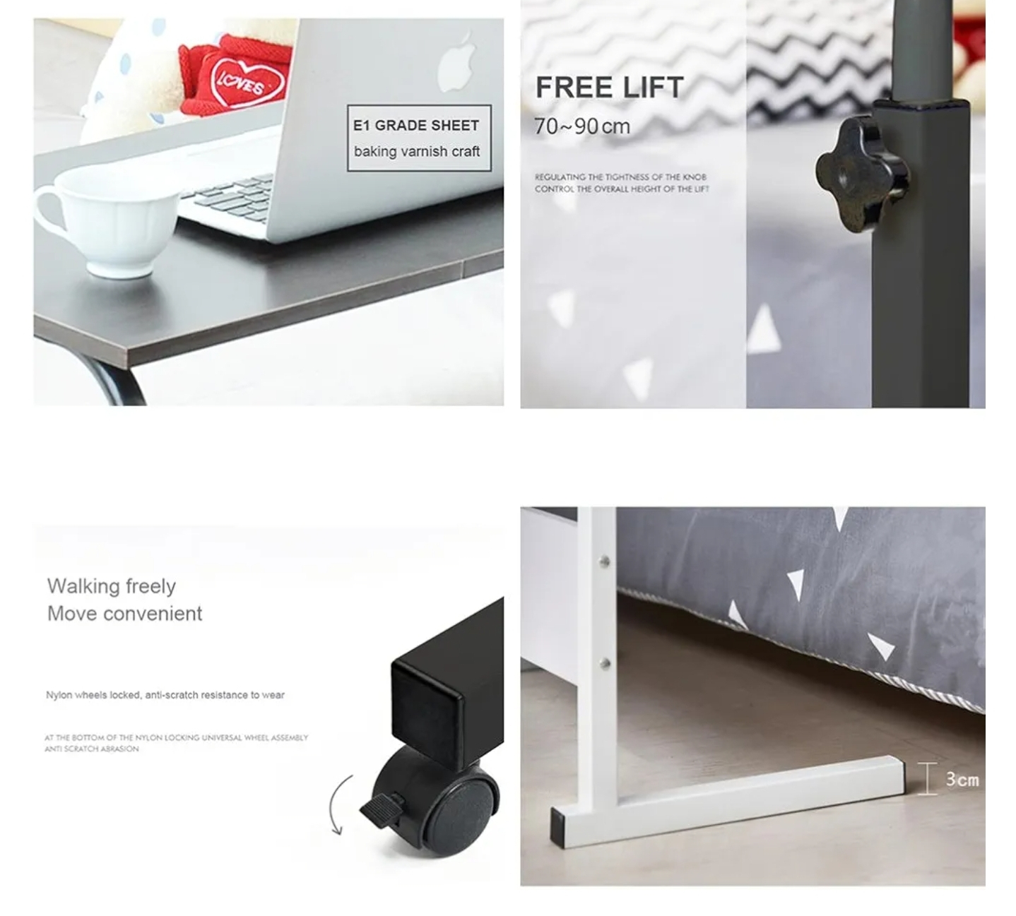 Adjustable Laptop Table with Wheels or Mobile Side Table - photo 5