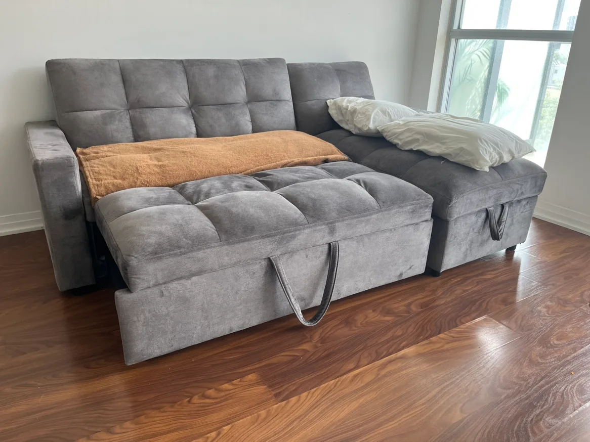 Moving sales -  Grey Sectional Sofa Bed with storage image indicator(10)
