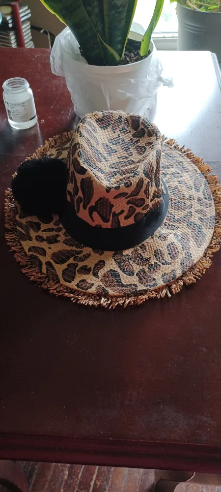 Betsey Johnson Panama Hat Leopard print thumbnail