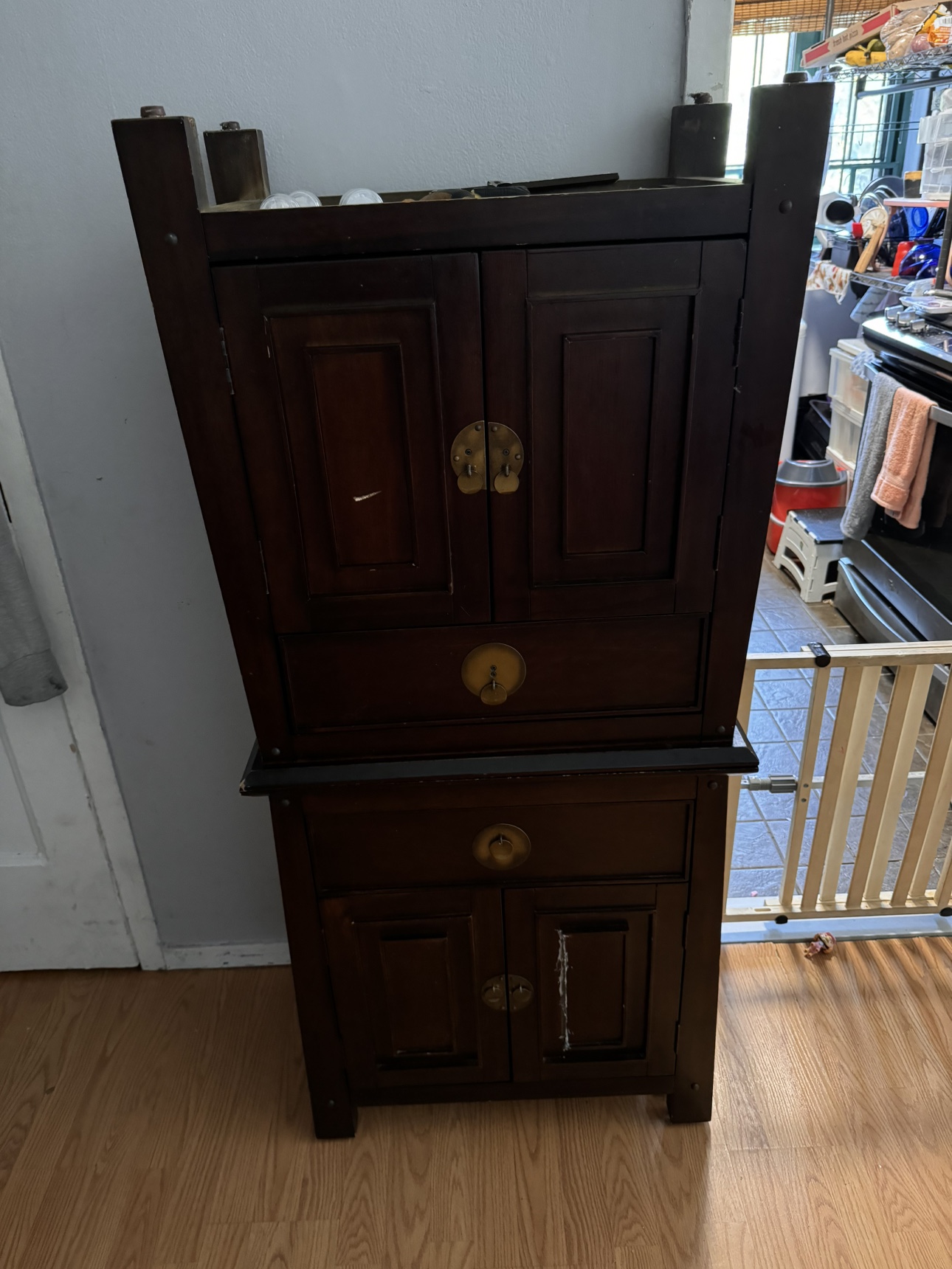 Wooden Cabinet with Doors and Drawers