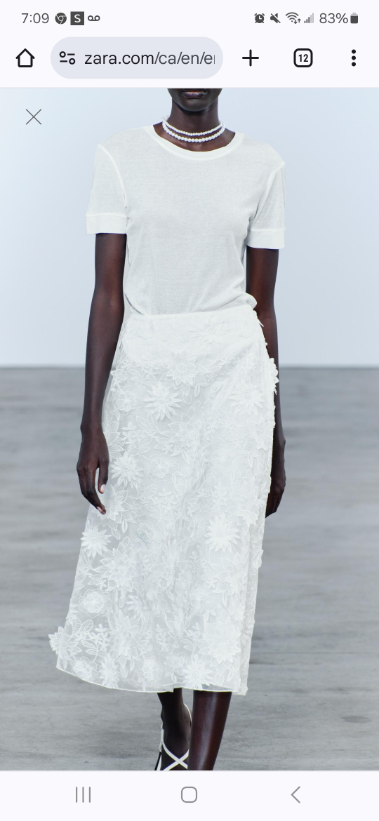 Zara White 3D Floral Skirt (L) - photo 4