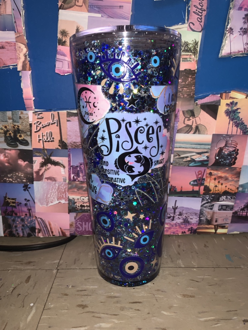 Pisces Glitter Tumbler