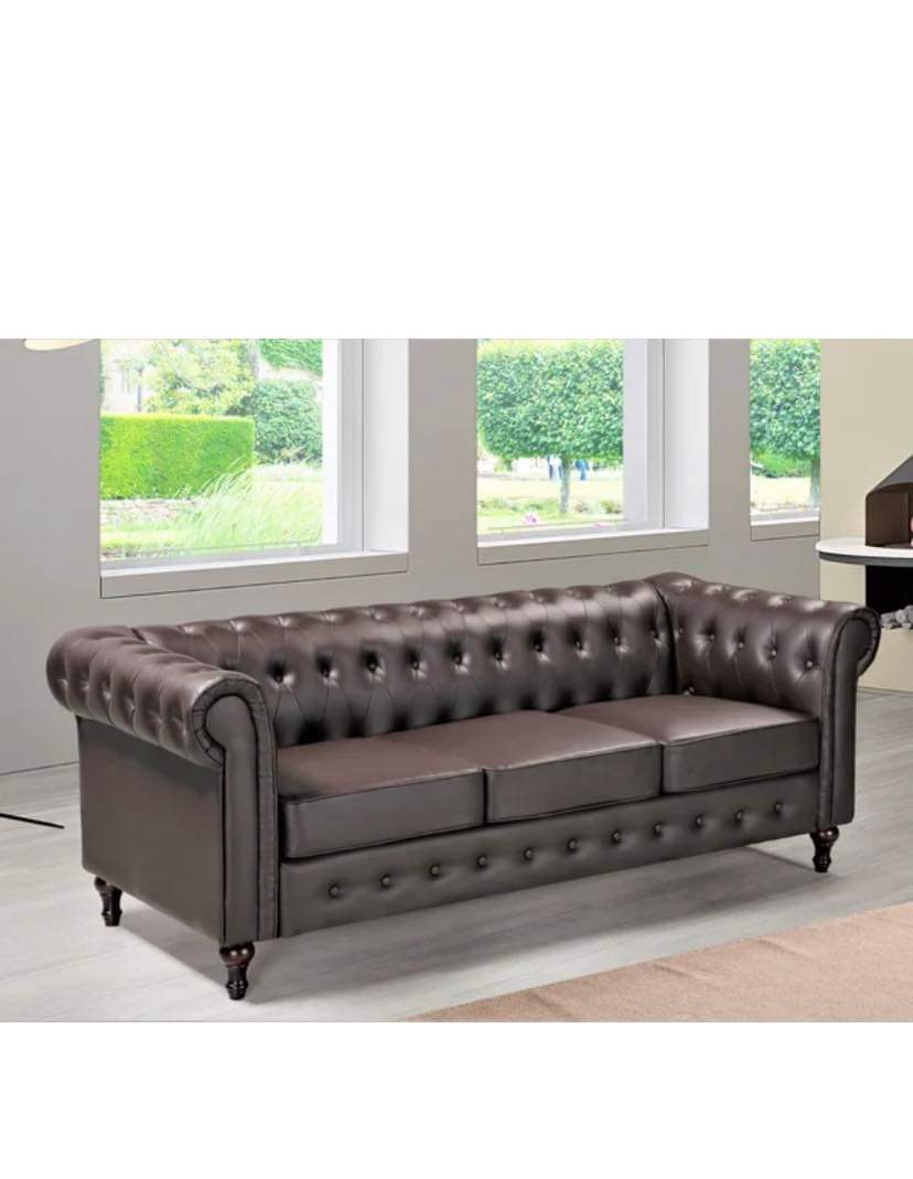 Brown Leather Sofa - photo 2