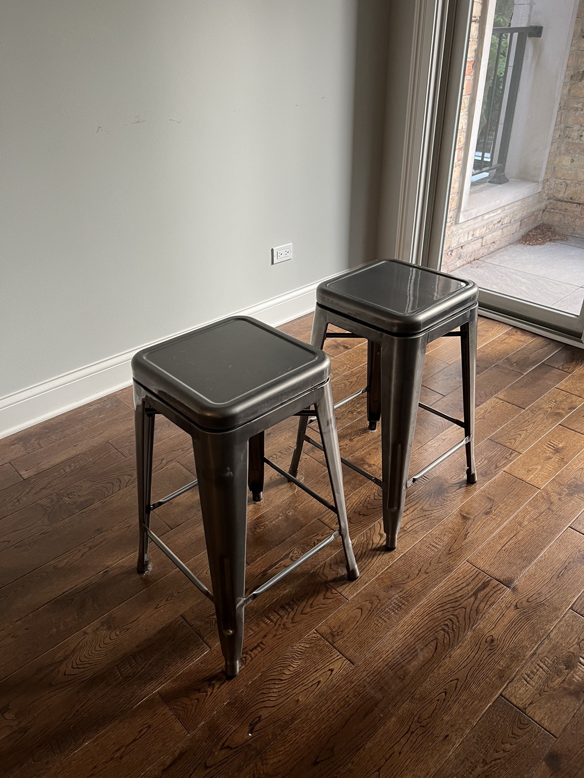 Set of 2 Industrial Metal Bar Stools