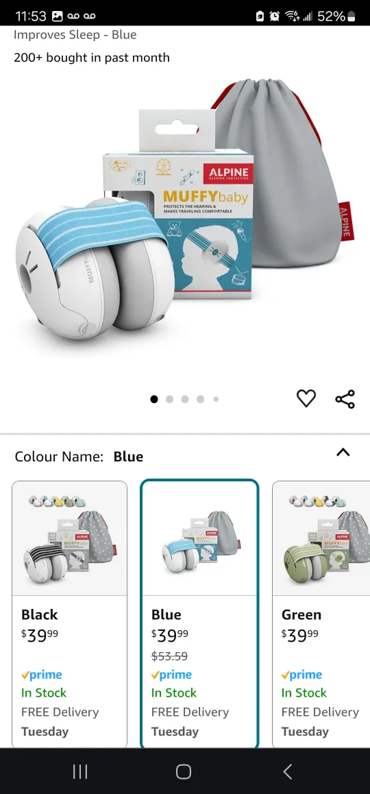 Muffybaby Baby Ear Protection - Blue thumbnail