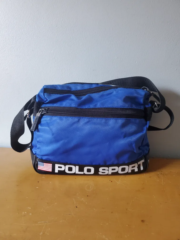 Ralph Lauren Polo Sport Messenger Bag Crossbody Blue Vintage image indicator(2)