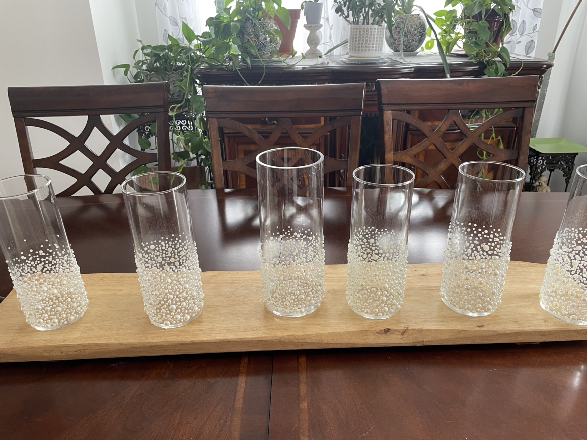 Pearl Decorated Glass Vases