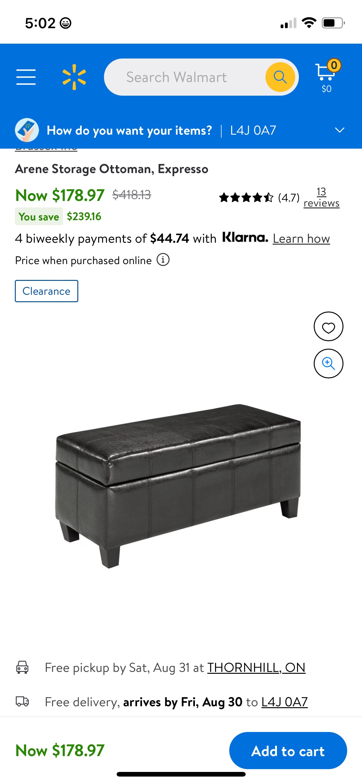Storage Ottoman/ bench with padded leather seat - photo 5