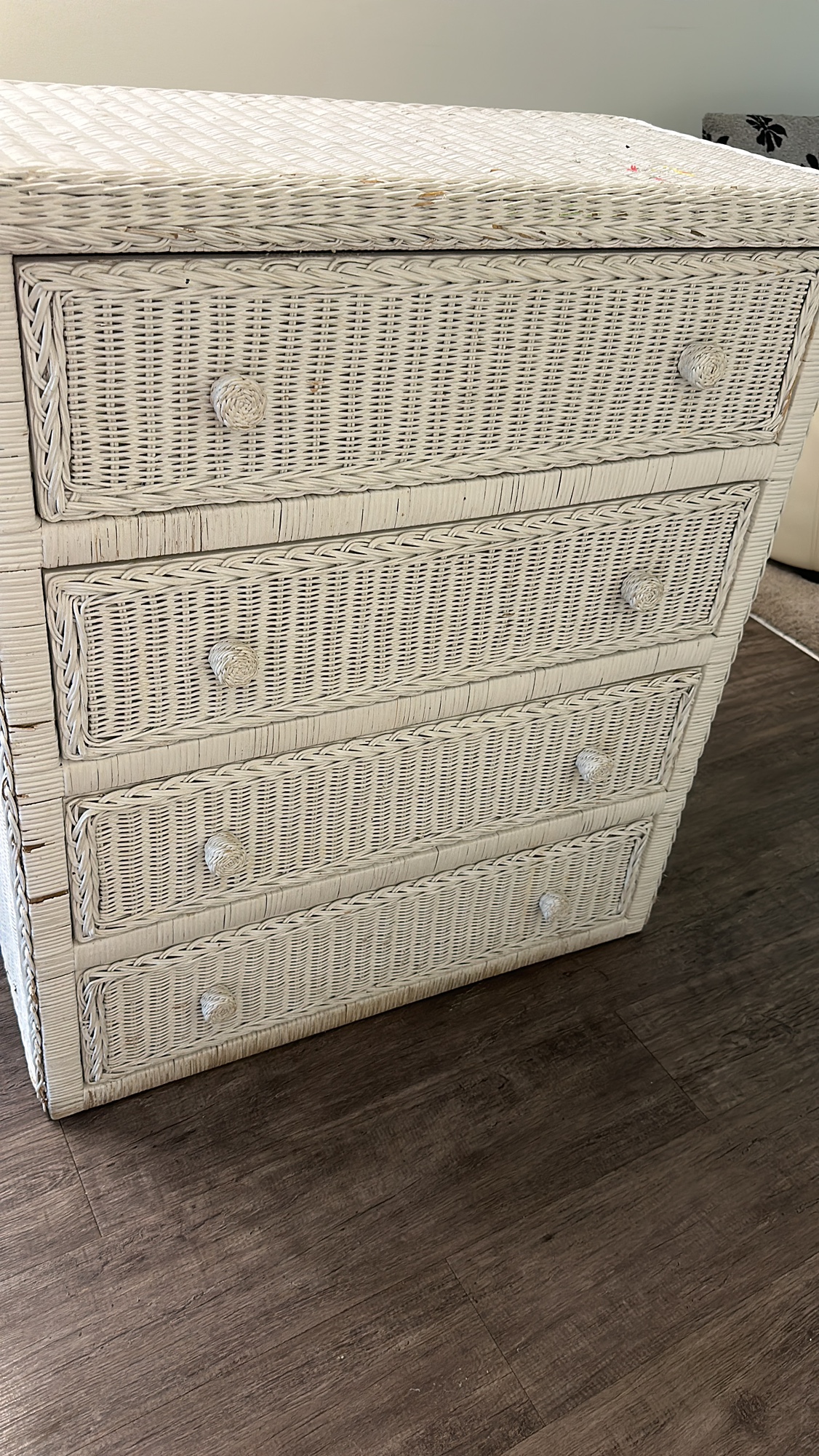 White Wicker Dresser