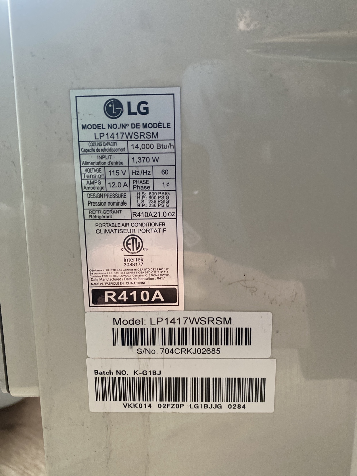 LG portable air conditioner - photo 3