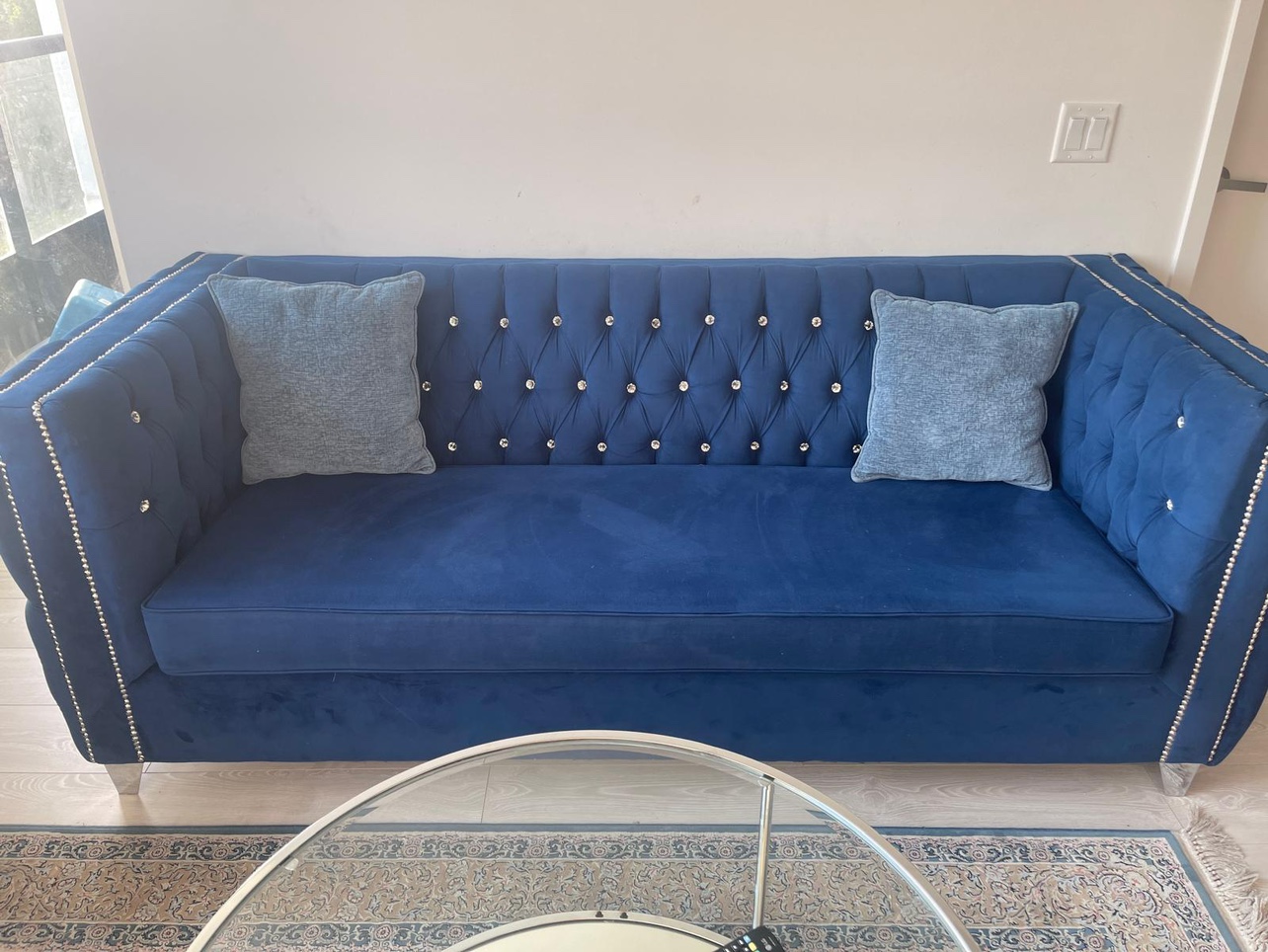 Blue Velvet Sofa Set and accent chair - photo 5