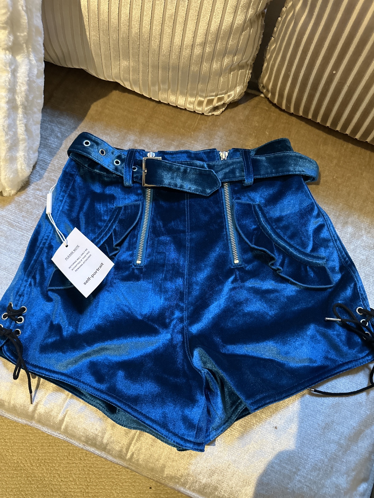 Self-Portrait Velvet Shorts