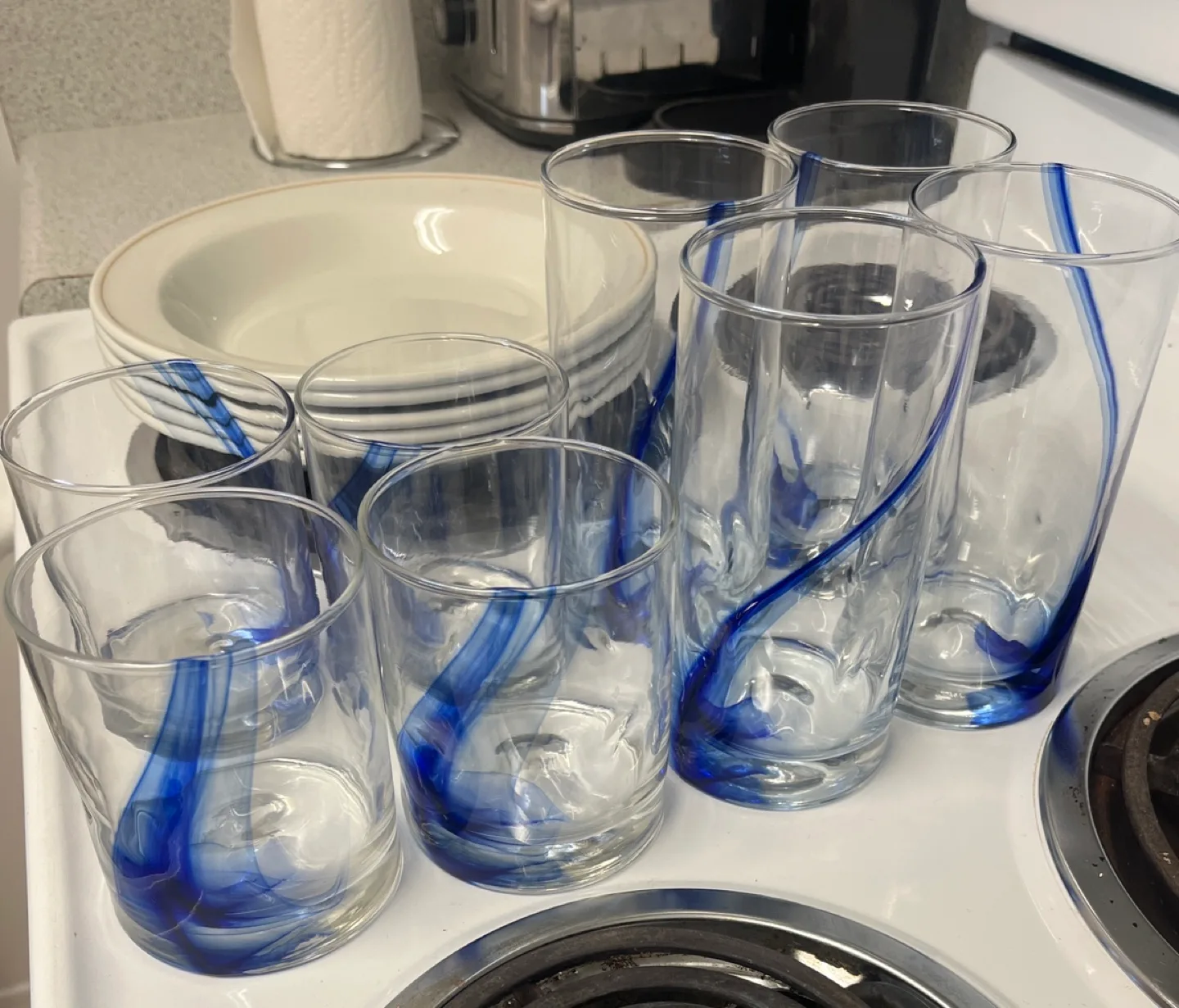 Blue and White Glassware including plates image indicator(2)